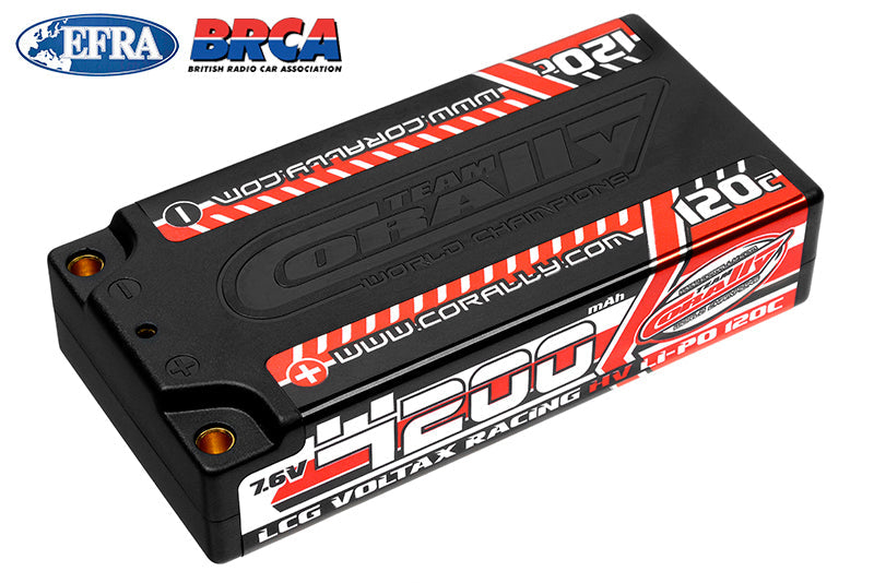 4200mAh 7.6v 2S 120C Voltax LCG Shorty Hardcase Lipo Battery - 4mm Bullets