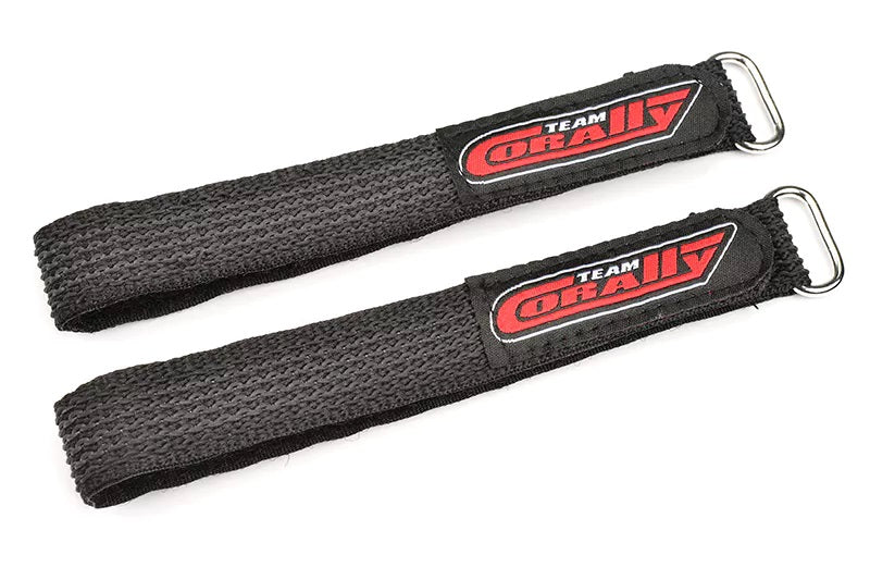 Pro Battery Straps - 300x20mm - Metal Buckle - Silicone Anti-Slip Strings - Black - 2 pcs