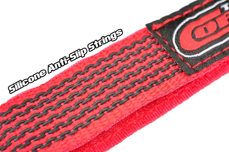 Pro Battery Straps - 300x20mm - Metal Buckle - Silicone Anti-Slip Strings - Red - 2 pcs