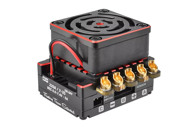CMM-10 Racing Controller - 2-3S - 220A - BEC 6-7.4V 5A - Sensored-Sensorless - Black - Red Color