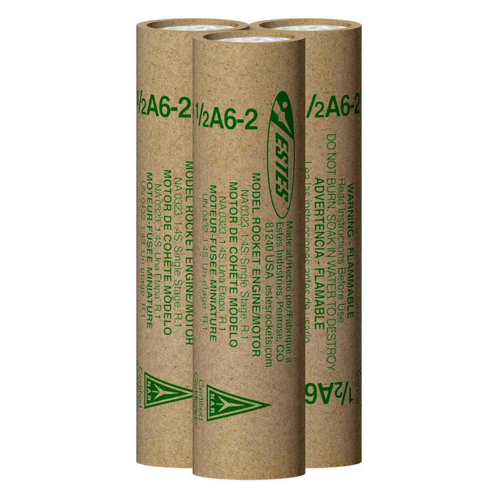 Estes Rockets - 1/2A6-2 Model Rocket Engines, (3pk)