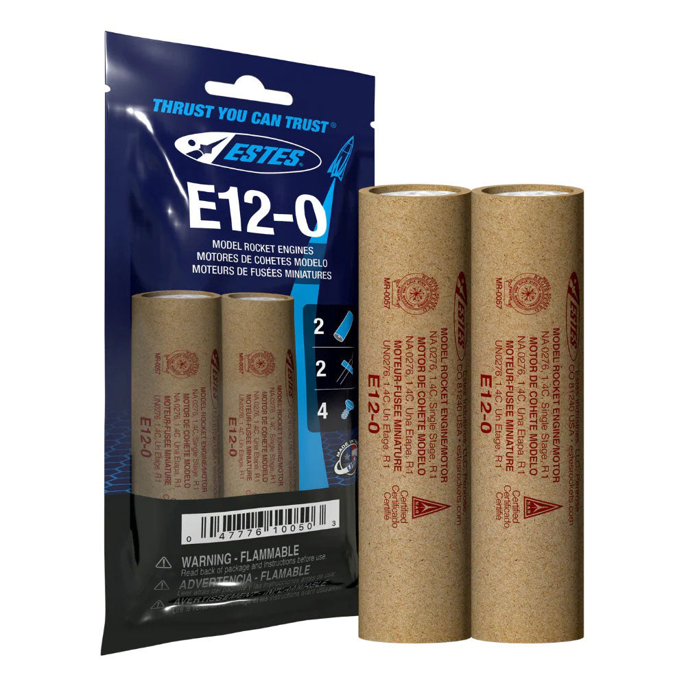 E12-0 Model Rocket Engines, (2pk)