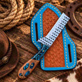 Handcrafted Fixed Blade Bull Cutter Knife with Wood and Resin Handle | Leather Sheath