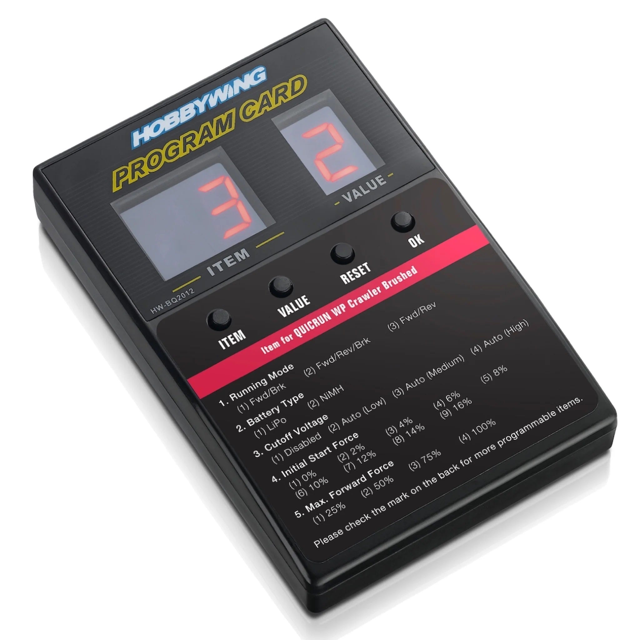 Hobbywing - LED Program Card - General Use for Cars, Boats, and Air Use