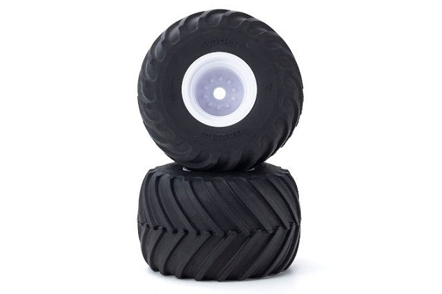 Kyosho - Monster Tire with Wheel (White/V-Shaped/2pcs)