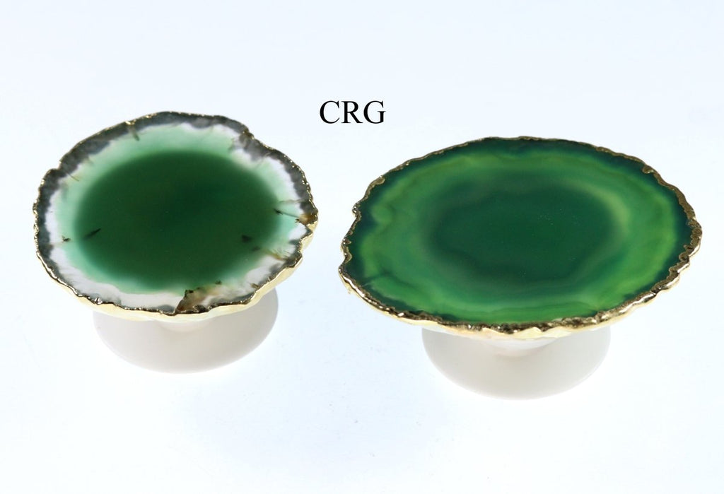 LOT OF 4 - Freeform Gold Plated GREEN Agate Phone Grip