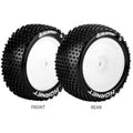 Louise R/C - E-Hornet 1/10 4WD Front Buggy Tire, Soft, Mounted on White Rim, for Kyosho 12mm Hex