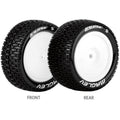 E-Maglev 1/10 4WD Rear Buggy Tire, Soft, Mounted on White Rim, for Kyosho 12mm Hex