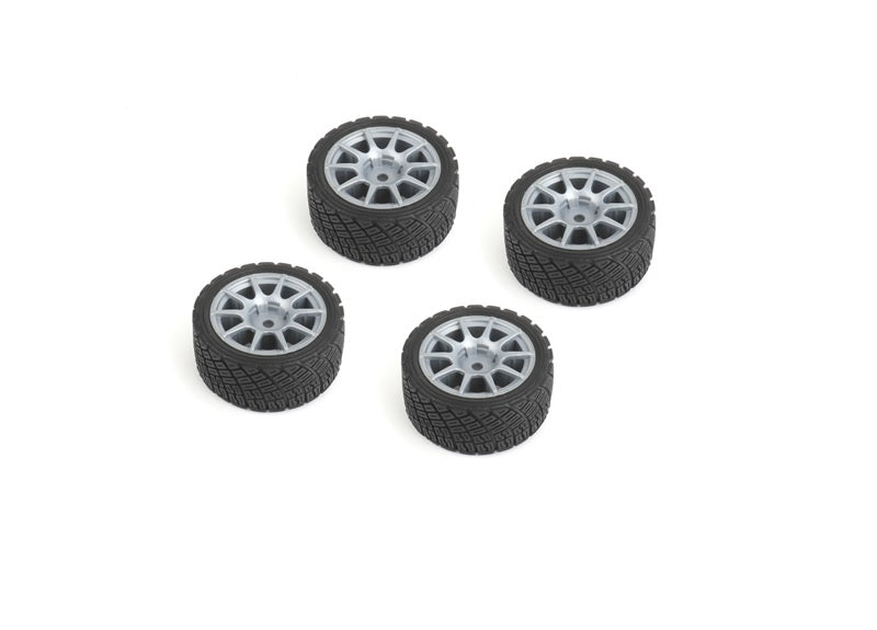 Rally Tires+Wheels 10 Spoke Gray +1mm (4pcs), Fits LMX