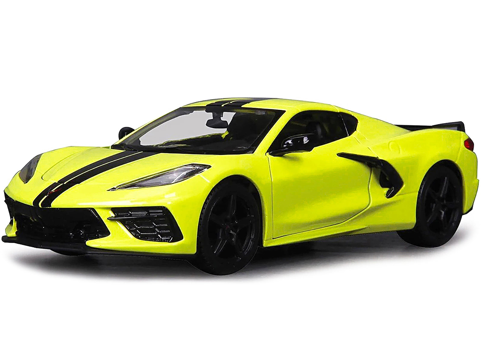 2020 Chevrolet Corvette Stingray Z51 Coupe Yellow with Black Stripes 1/24 Diecast Model Car by Maisto