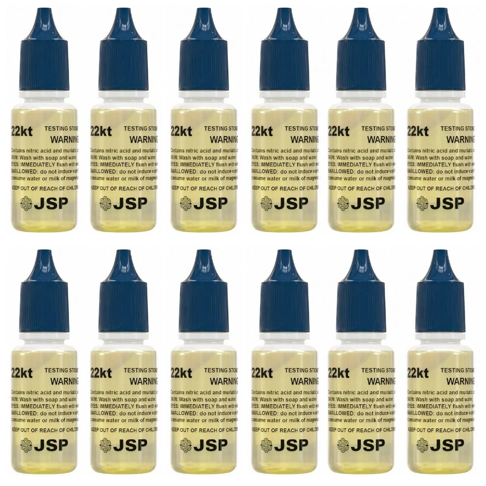24 JSP Gold Test Bottles - 12 of 10K and 12 of 22K Acid Karat Testing Solution Jewelry Tester for Metals