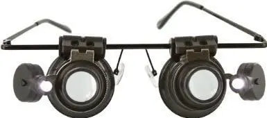 20X LED Lighted Eyeglass Loupe – Dual Magnifying Glasses, Hands-Free Magnifier with Adjustable Lens