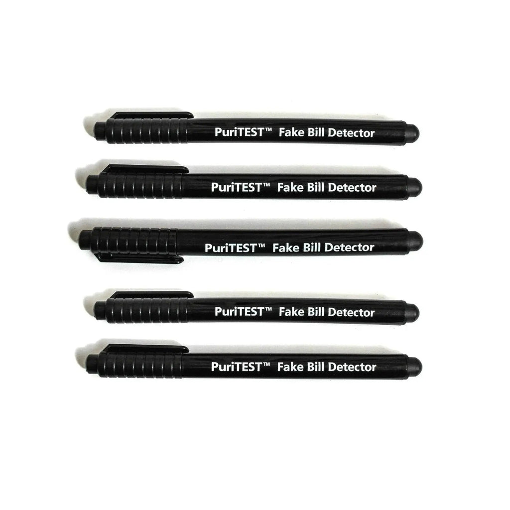 PuriTEST 5 Pack Counterfeit Money Detector Pen Marker Fake Dollar Bill Currency Check