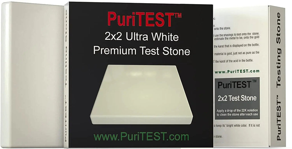 PuriTEST Premium 2x2 White PRO Touch Testing Stone for Gold, Silver & Platinum Jewelry Testing