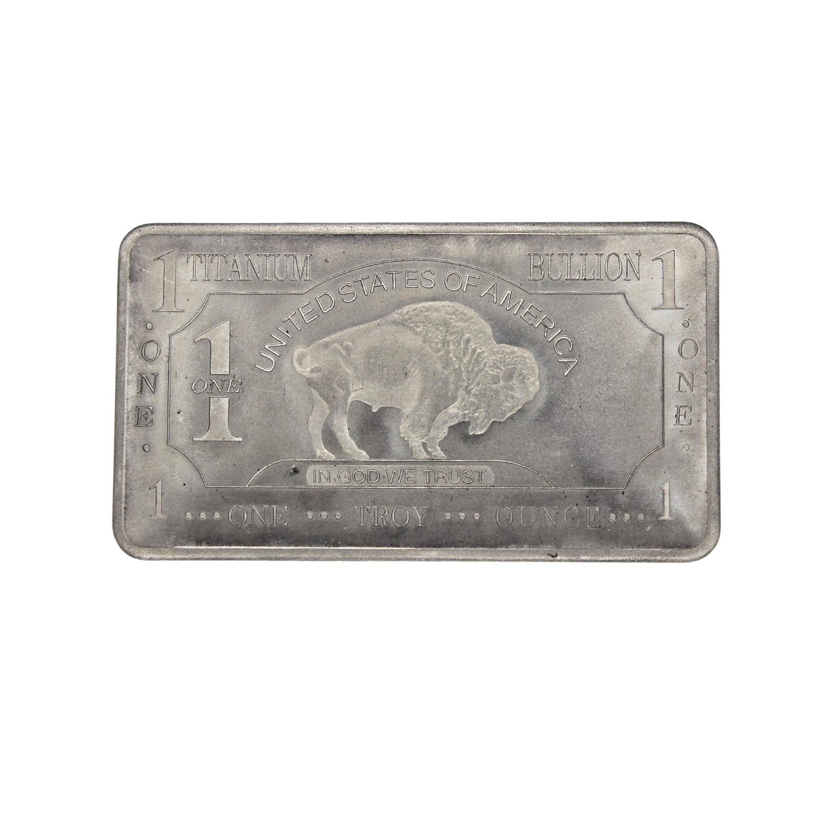 10 Pack – 1 Troy Ounce .999 Pure Titanium Buffalo Bars