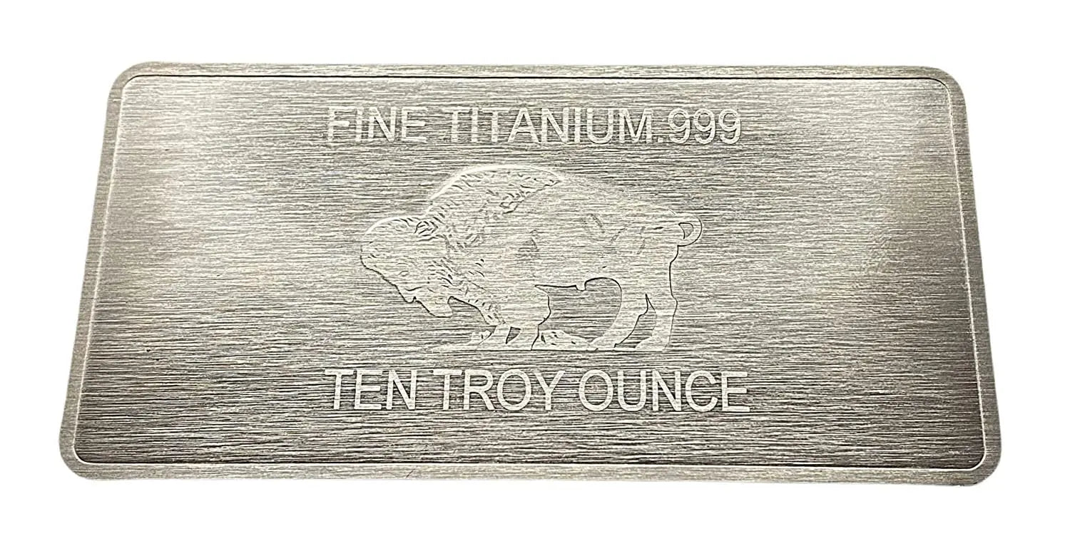 10 Ounce OZ 999 Fine Solid Titanium Precious Metal American Buffalo Bar Ingot Bullion Ti Element Chemistry Proof Mint Coin