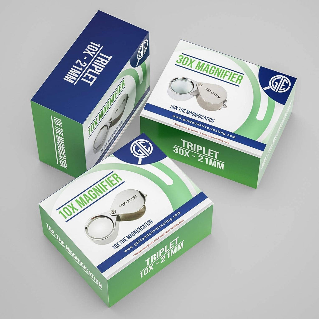 PuriTEST Precious Metal Jewelry Testing Kit Gold Silver Platinum Test Acids Wooden Box 30X Eye Loupe 10K 14K 18K 24K Needle File Cloth Acid