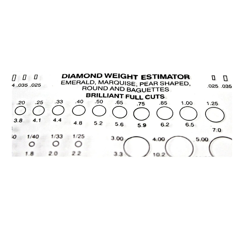 DIAMOND SIZE Chart CARAT Estimator Jeweler tool gemstone Measurement Weight baguette stones cz emeralds marquis pear-shaped round full cuts