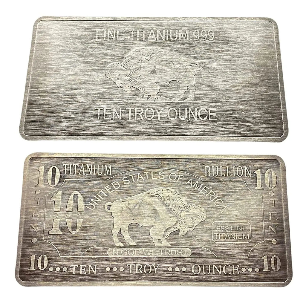 10-10 Ounce OZ 999 Fine Solid Titanium Precious Metal American Buffalo Bar Ingot Bullion Ti Element Chemistry Proof Mint Coin (Copy)