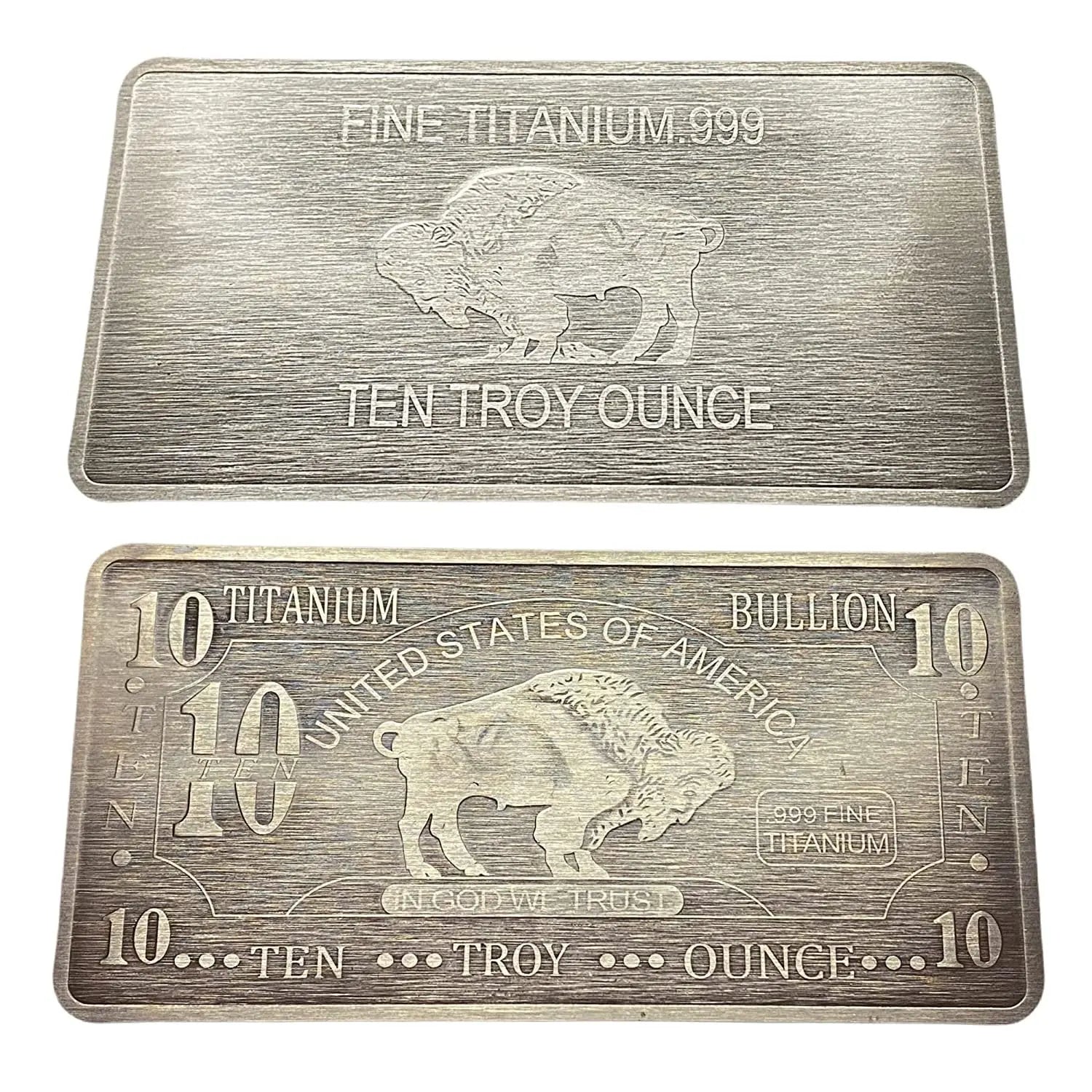 10-10 Ounce OZ 999 Fine Solid Titanium Precious Metal American Buffalo Bar Ingot Bullion Ti Element Chemistry Proof Mint Coin (Copy)