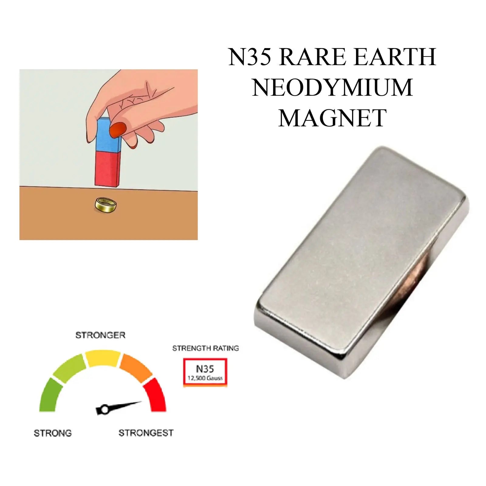 PuriTEST Gold Jewelry Testing Acid 10k 14k 18k Kit Tester N35 Earth Magnet Check Detect Precious Metals