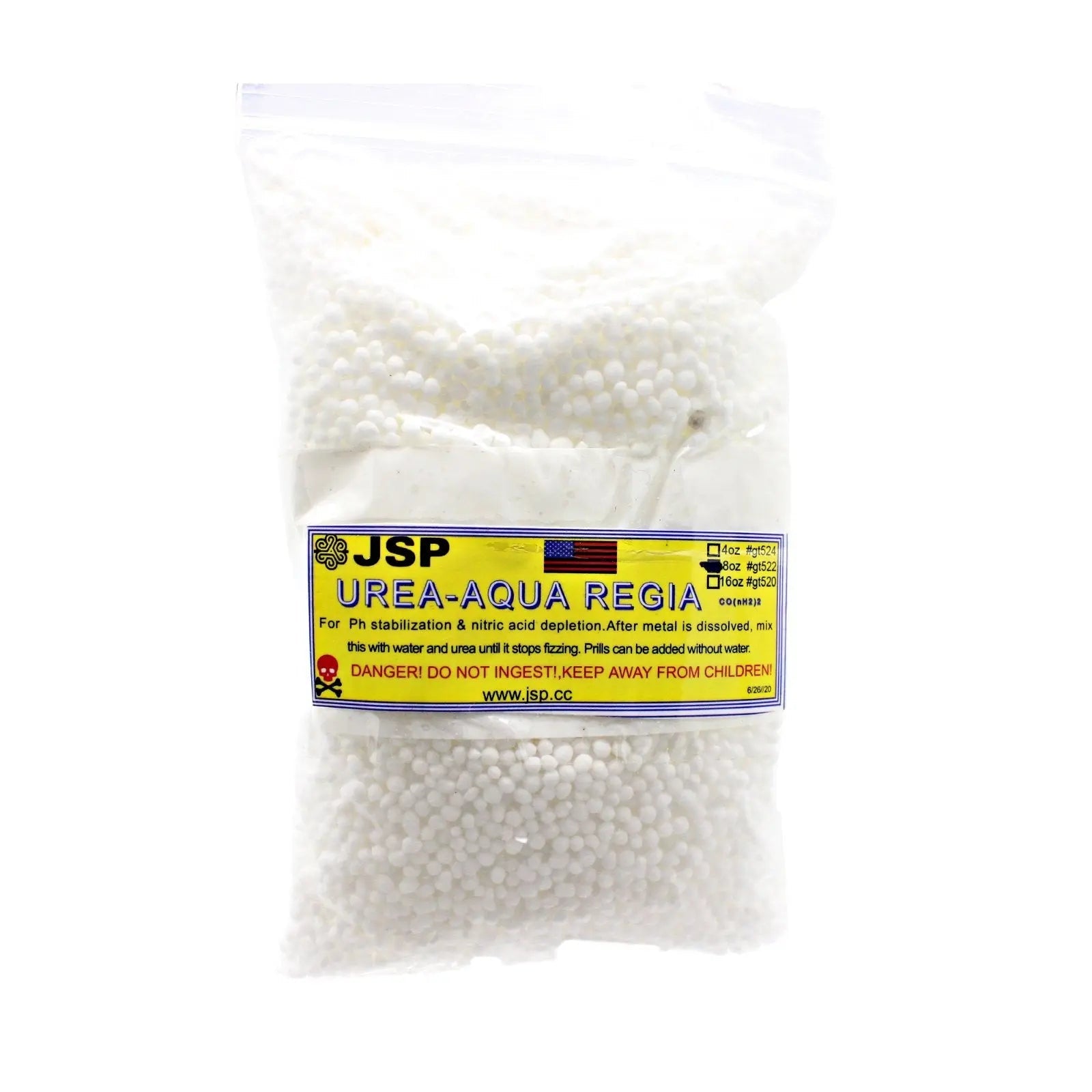 JSP Urea 8 oz – Aqua Regia Neutralizer for Gold Refining (99% Pure Prilled Urea)
