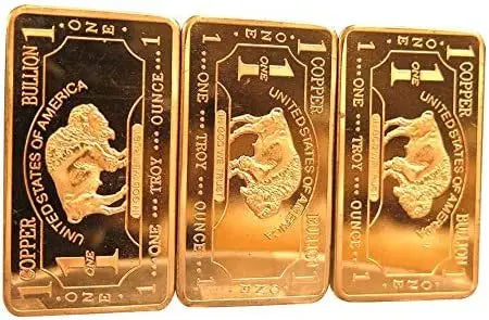 1 oz One Troy Ounce USA American Buffalo .999 Fine Copper Bar Ingot Cu Element