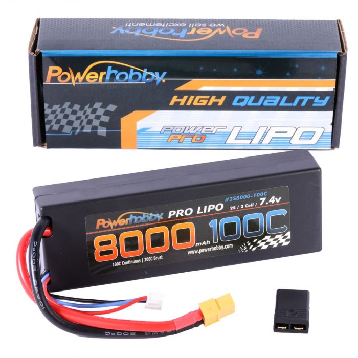 Power Hobby - 2S 7.4V 8000mAh 100C-200C LiPo Battery w/ XT60 Plug + Traxxas