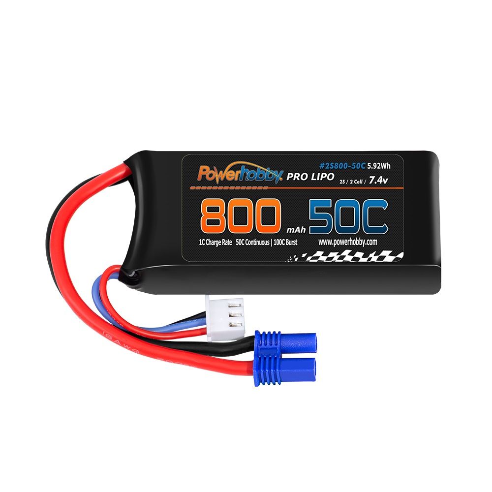 Power Hobby - 2S 7.4V 8000mAh 50C Lipo Battery w, EC2 Plug Losi