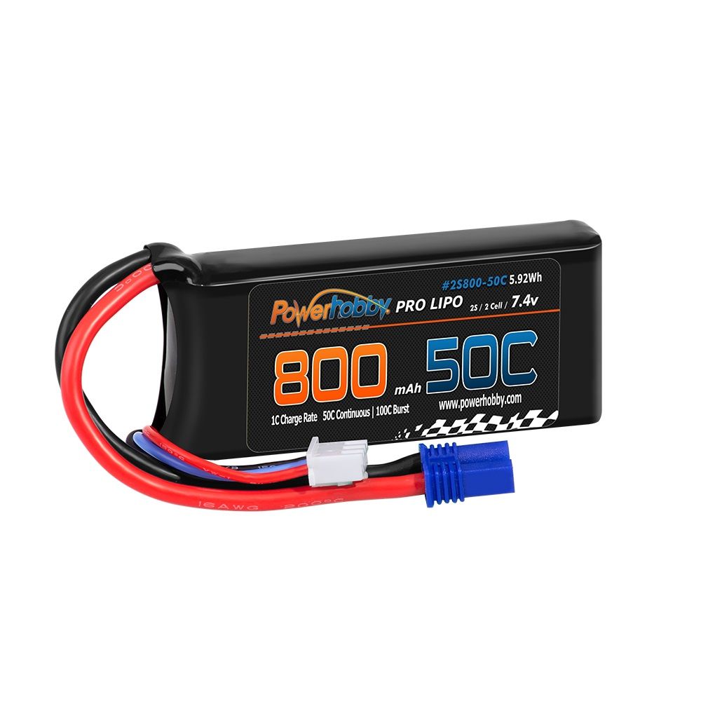 Power Hobby - 2S 7.4V 8000mAh 50C Lipo Battery w, EC2 Plug Losi