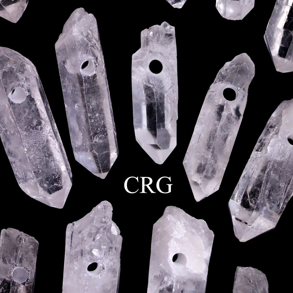 QTY 1 - Crystal Quartz Point with Drilled Hole / 1-1.25" AVG