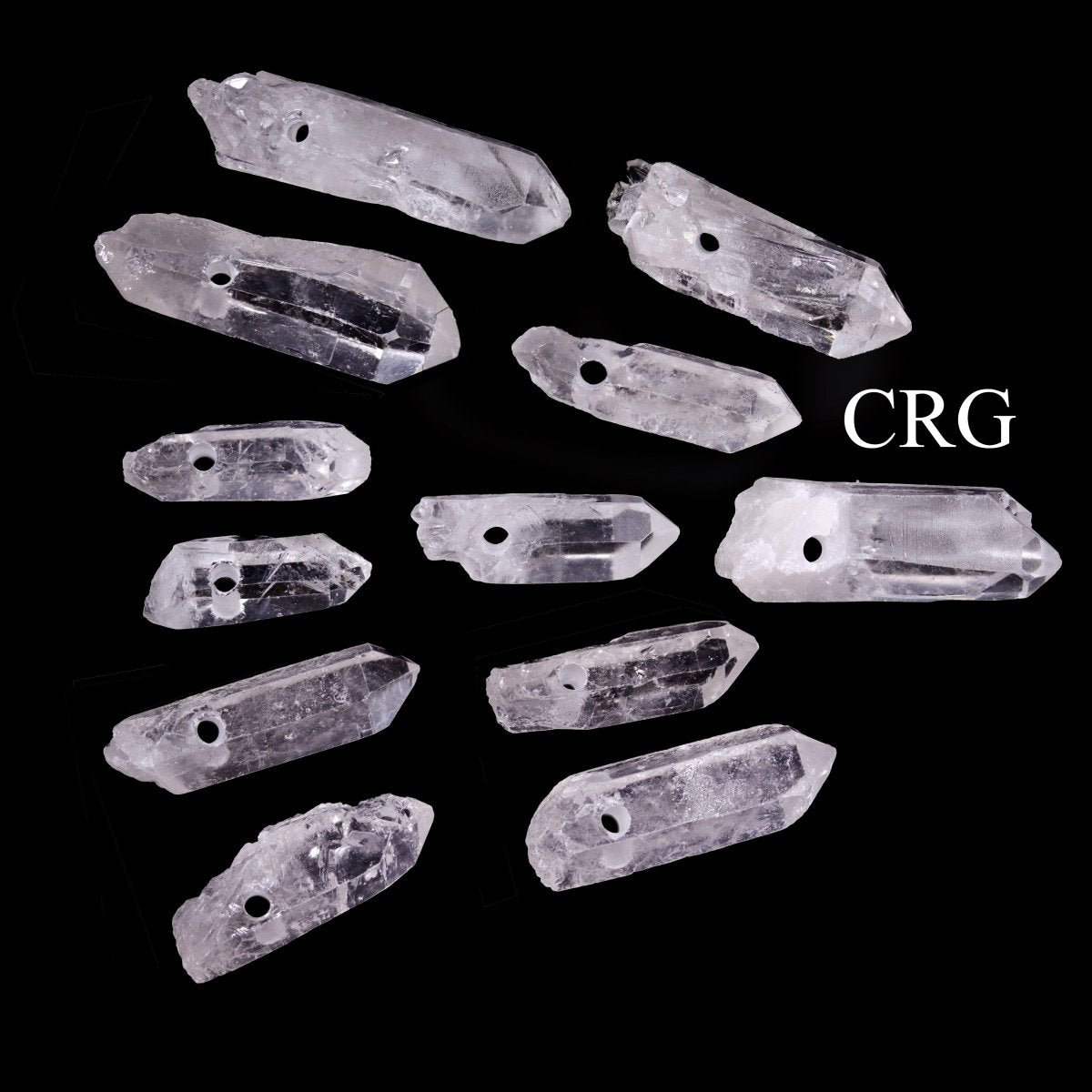QTY 1 - Crystal Quartz Point with Drilled Hole / 1-1.25" AVG