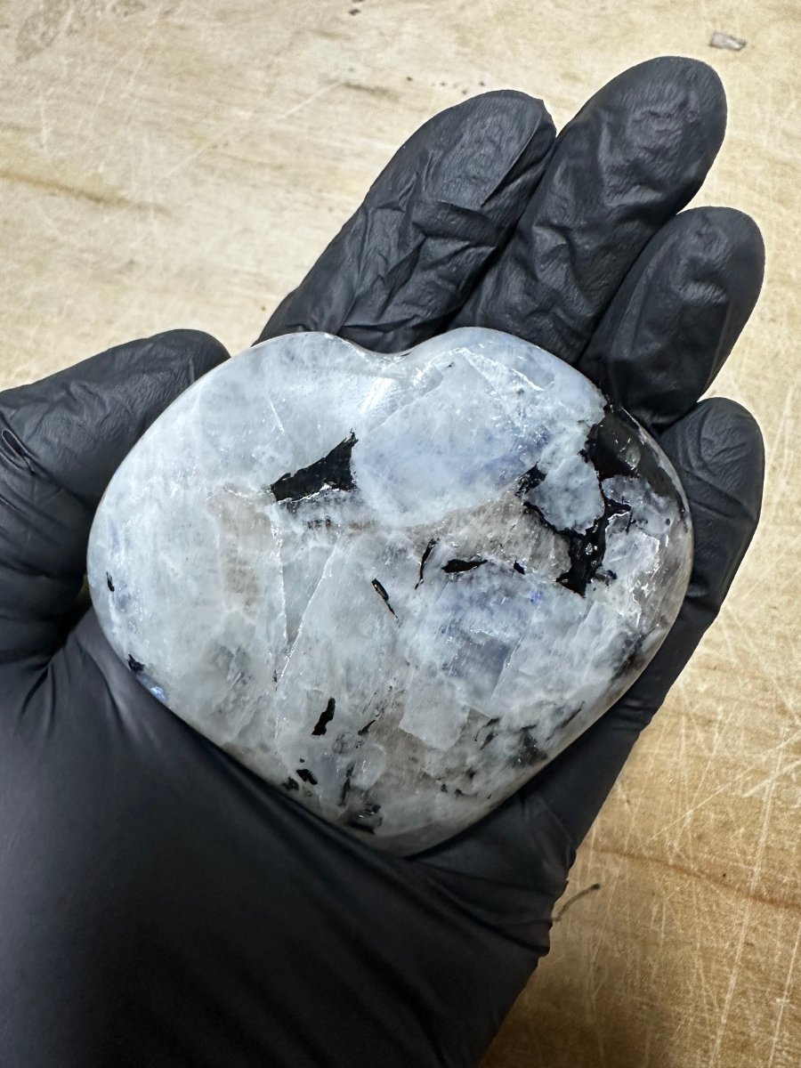 QTY 1 - Rainbow Moonstone Puffy Heart / XL Palm Size