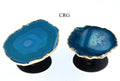 QTY 1 - TEAL Agate Freeform Phone Grip w/ Gold Plating