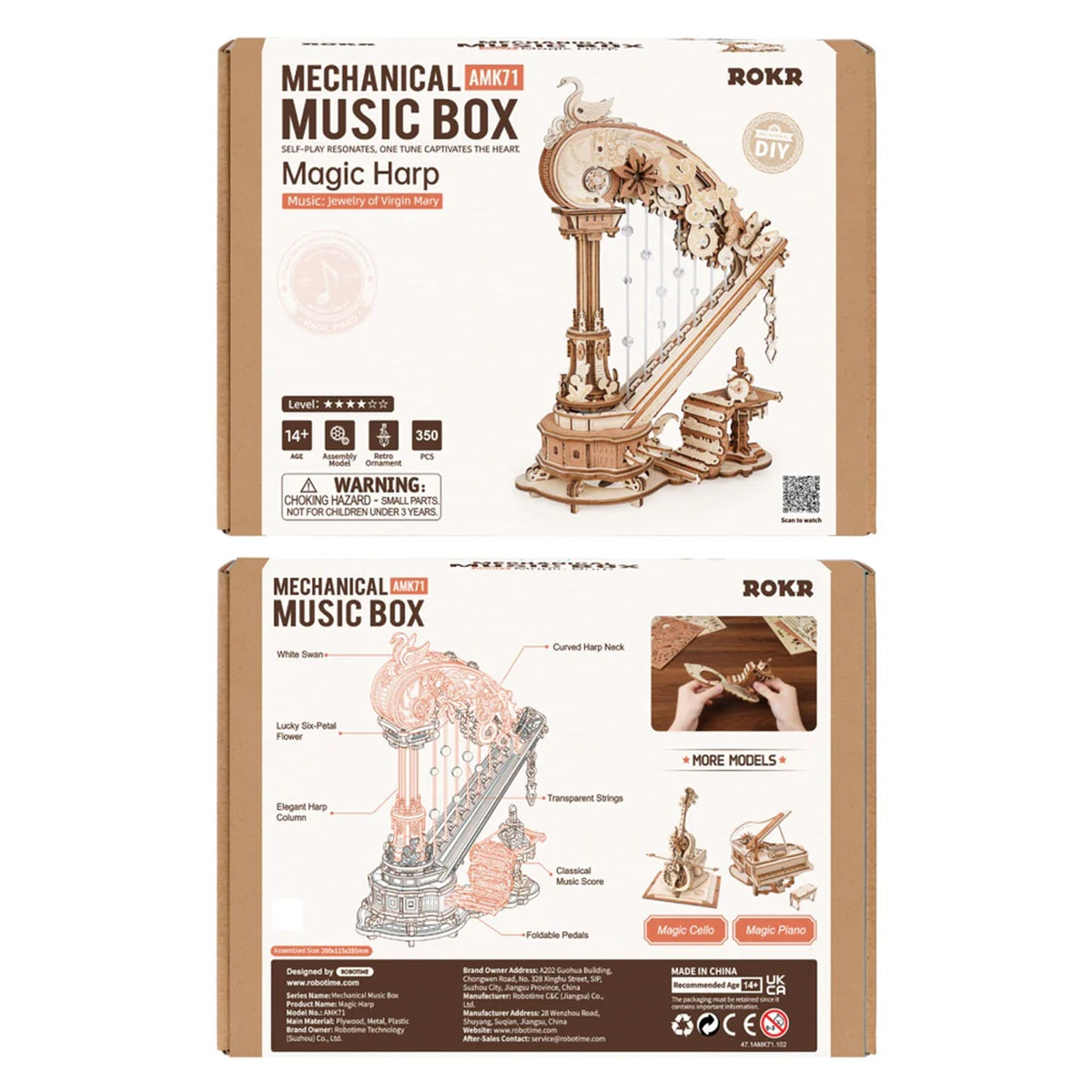 ROKR - Magic Harp Music Box Wooden 3D Puzzle