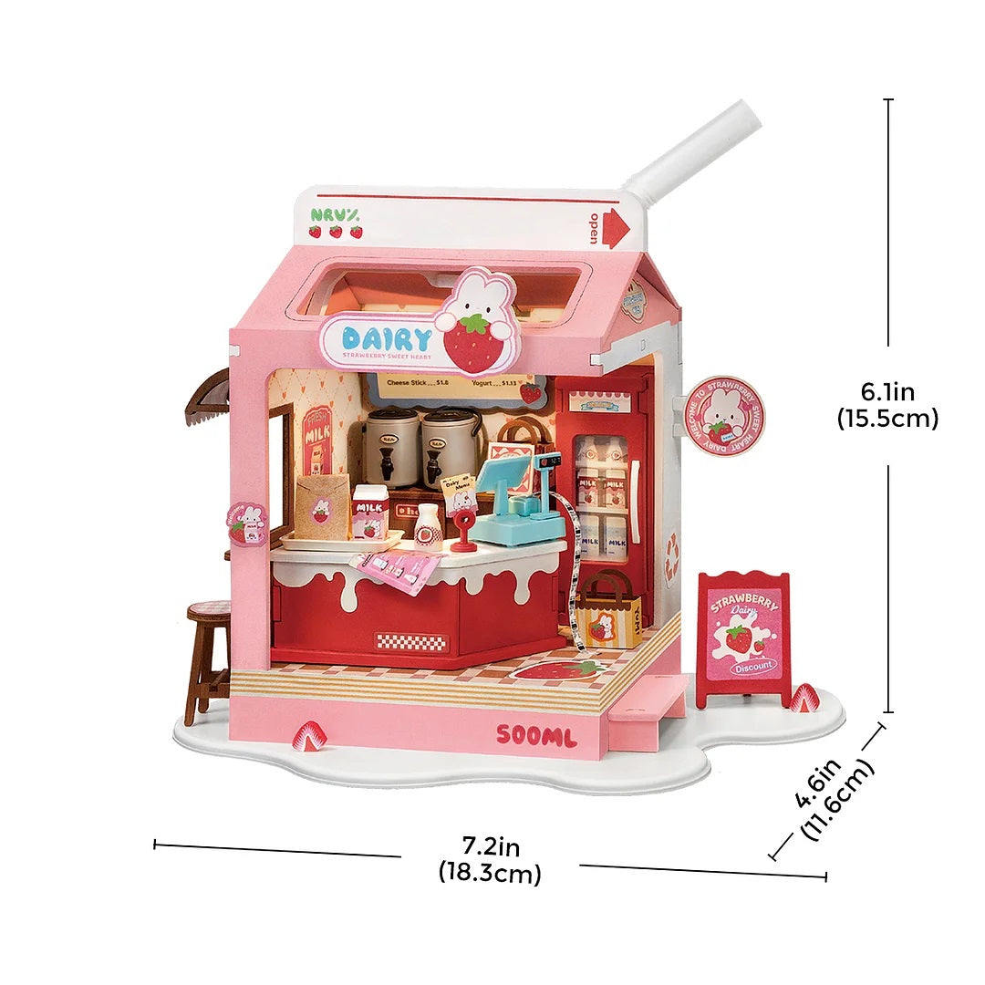 Rolife Food Box Shop, Strawberry Milk Box