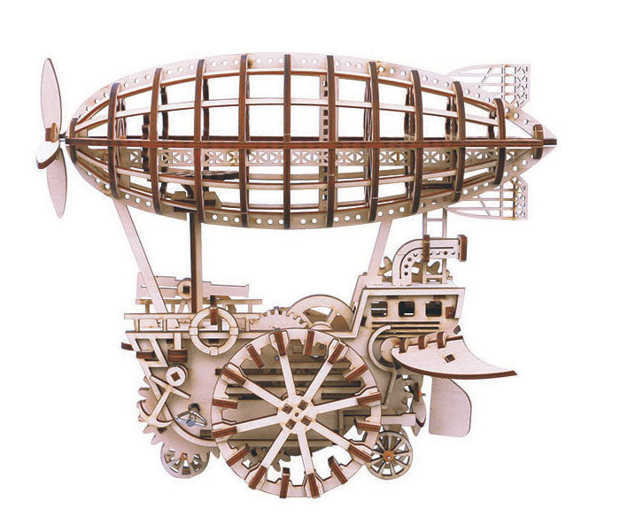Mechanical Wood Models; Airship Air Vehicle - with wind-up spring