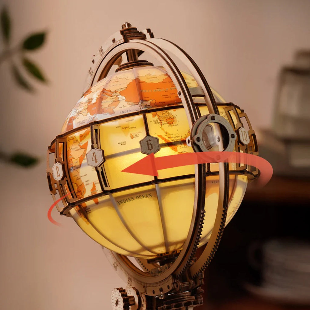 Robotime - Luminous Globe 3D Wooden Puzzle, Electric Version
