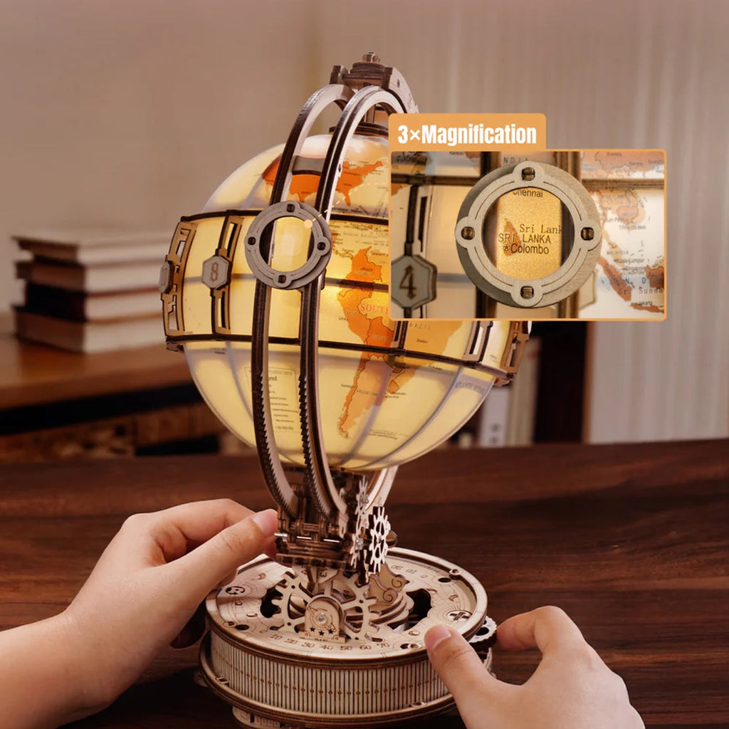 Robotime - Luminous Globe 3D Wooden Puzzle, Electric Version