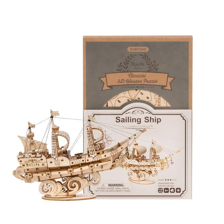 Robotime - Classic 3D Wood Puzzles; Sailing Ship