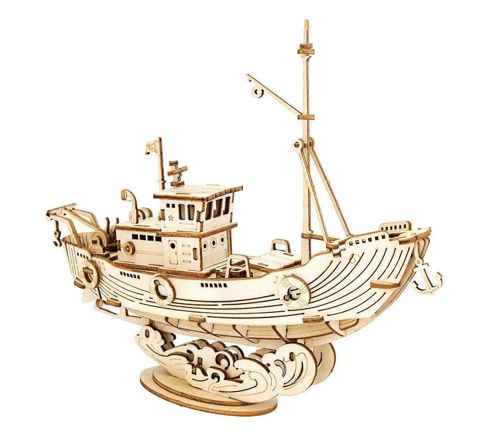 Robotime - Classic 3D Wood Puzzles; Fishing Ship