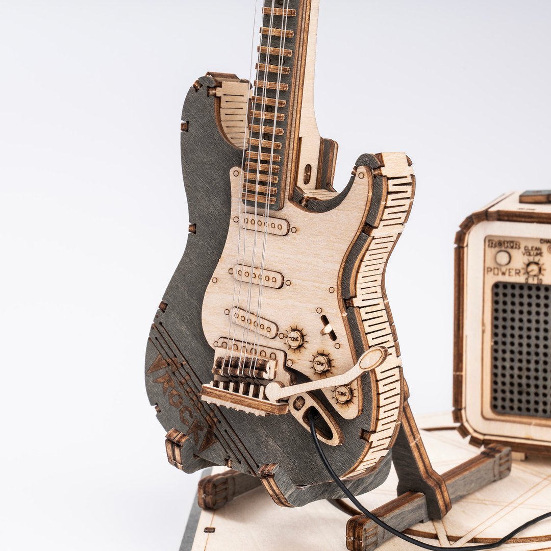 Robotime-ROKR Electric Guitar Model 3D wooden puzzle TG605K