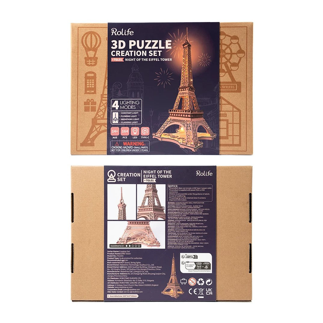 Robotime - Night of the Eiffel Tower 3D Wooden Puzzle