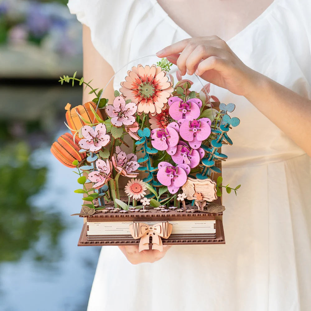 Wooden Blooming Book DIY Flower Bouquet 3D Puzzle