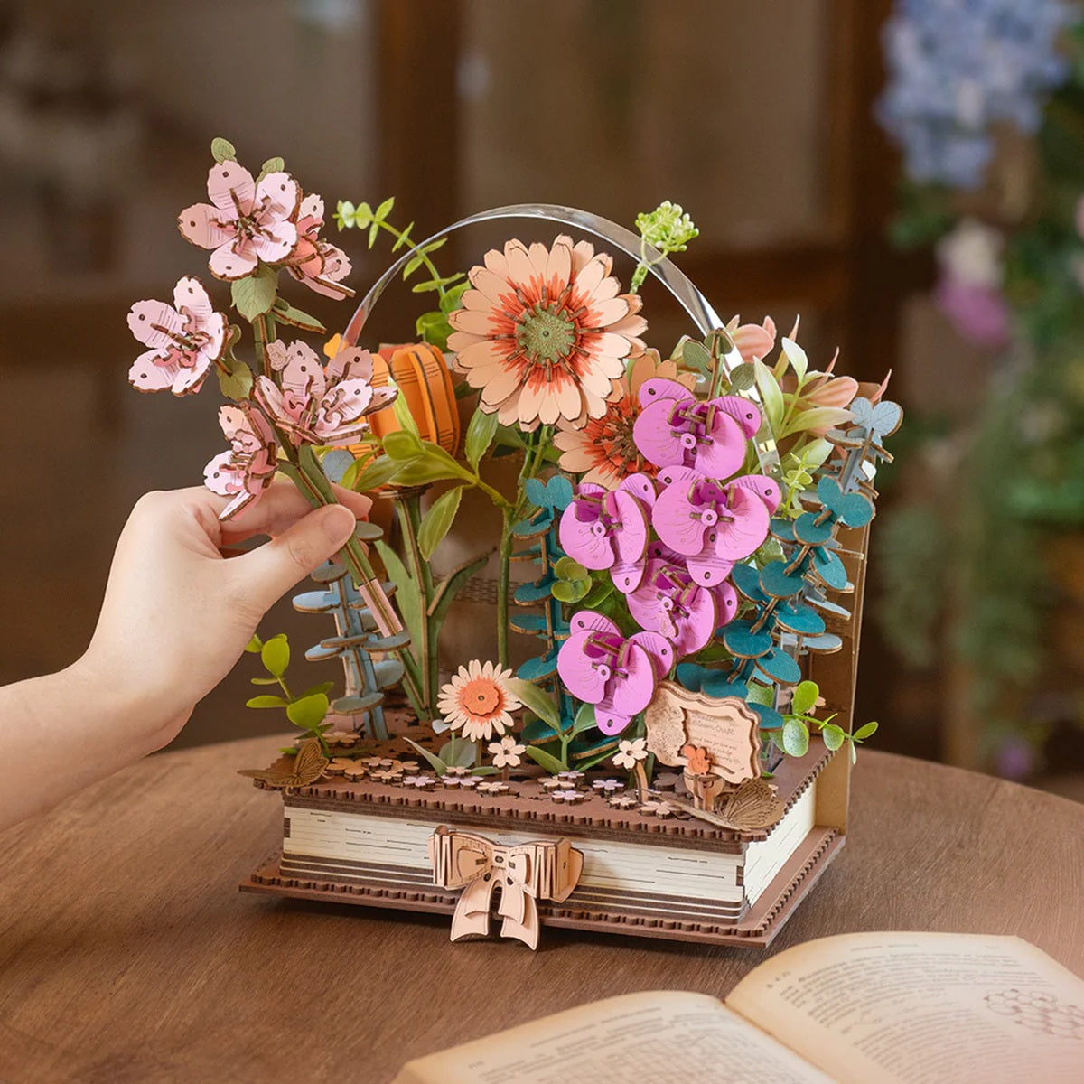 Wooden Blooming Book DIY Flower Bouquet 3D Puzzle