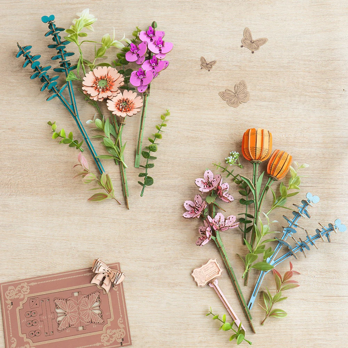 Wooden Blooming Book DIY Flower Bouquet 3D Puzzle