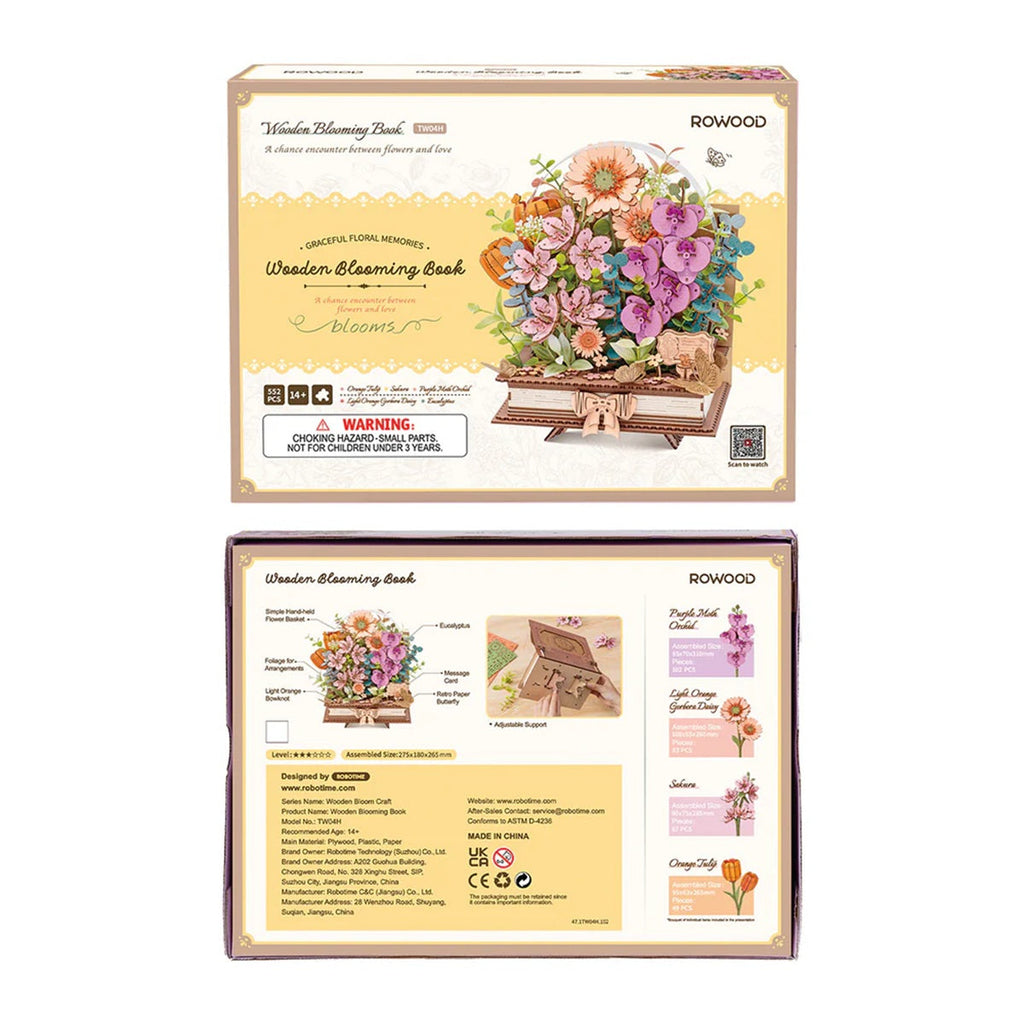 Wooden Blooming Book DIY Flower Bouquet 3D Puzzle