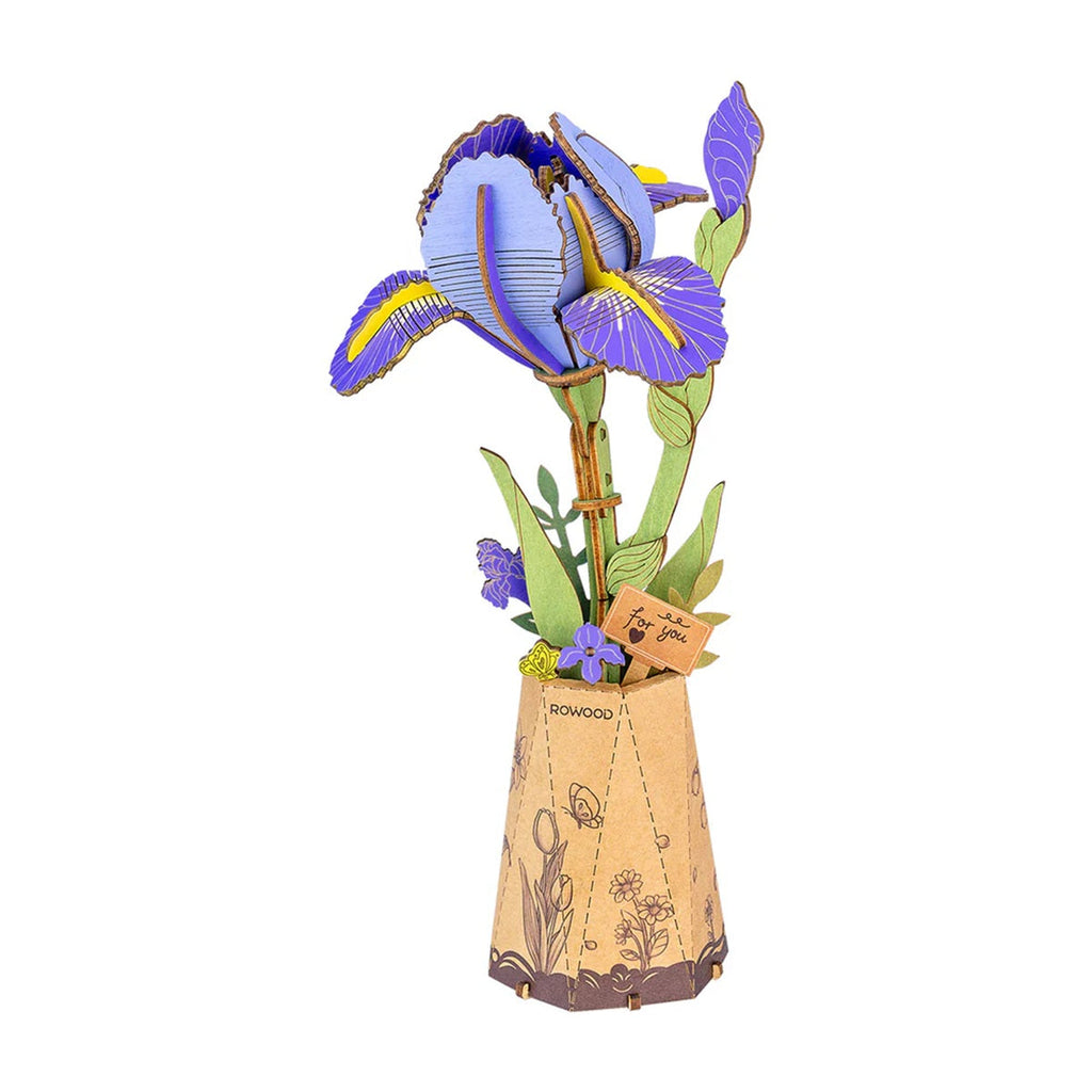 Purple Iris DIY Wooden Flower 3D Puzzle