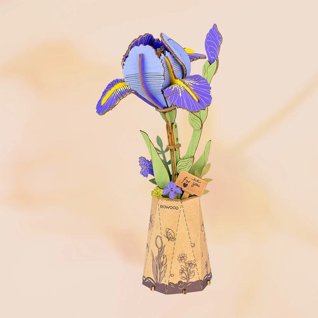Purple Iris DIY Wooden Flower 3D Puzzle
