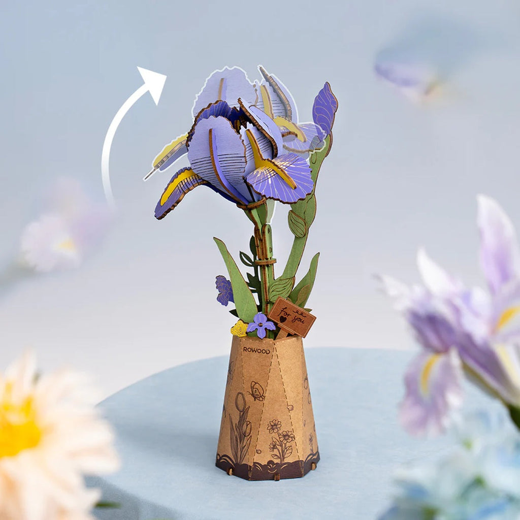 Purple Iris DIY Wooden Flower 3D Puzzle